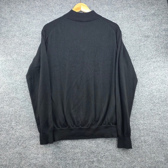 Peter Millar Mens Merino Wool Lyocell Quarter Zip Sweater Black ME0S01 Size L - Picture 6 of 9